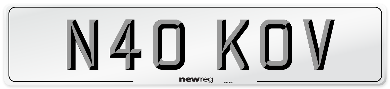 N40 KOV Number Plate from New Reg